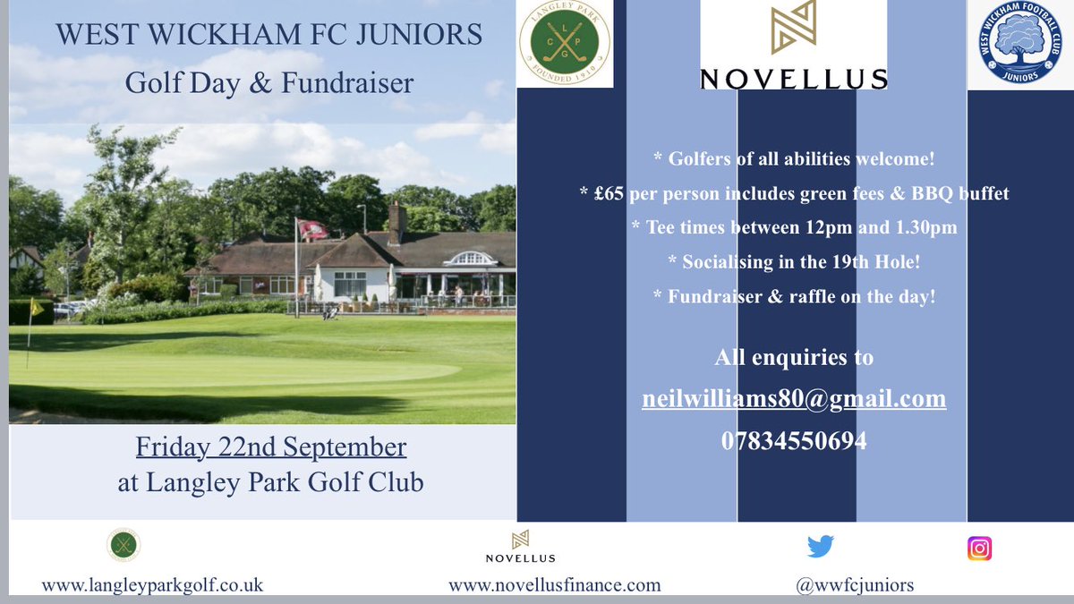wwfcjuniors's tweet photo. 🚨 ITS BACK! 🚨

After the success of last seasons event, our annual Juniors golf day is back with a bang! Come and help us raise vital funds for the club to help the future generations and current kids at the club. Tell your friends and family, everybody welcome!

#westwickham https://t.co/hI0qJN42Nd