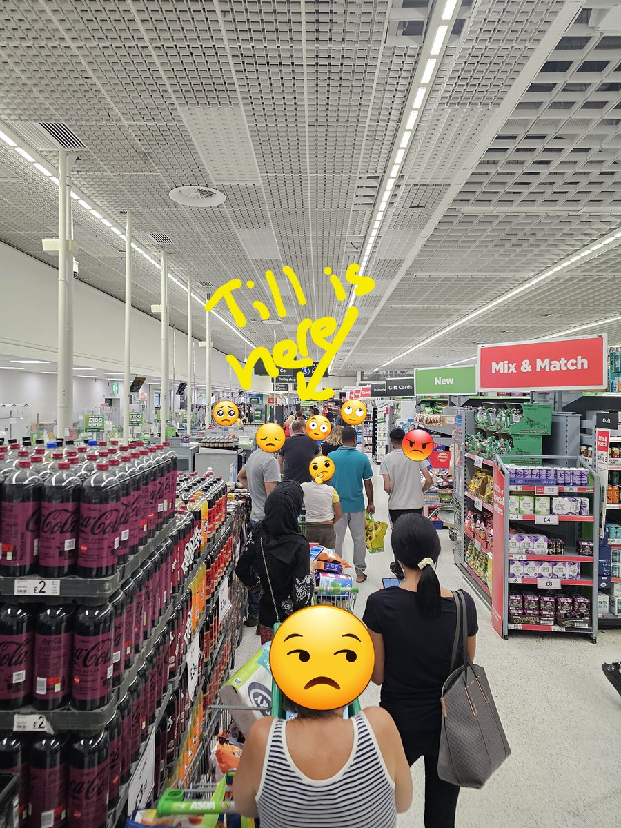 So this is the queue for <a href="/asda/">Asda</a> in Peterborough self service. Not a single checkout open with an operator. Is this really the future we want as a society?! Bring back customer service! <a href="/AsdaServiceTeam/">Asda Service Team</a>