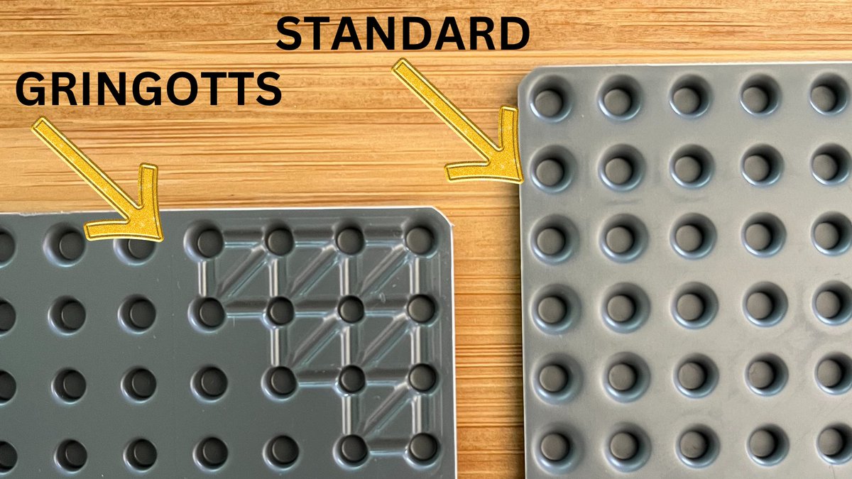 LBG_BRICKS's tweet photo. Fun fact - Gringotts comes with a new 32x32 Dark Bluish Grey base plate - this shows the difference between it and a standard DBG baseplate element
.
.
#legoHarryPotter #legostore #LEGO2023 #harrypotter #diagonalley #legoelements #funfact #elements @NewElementary #lego #legos https://t.co/hhznpf7jtS