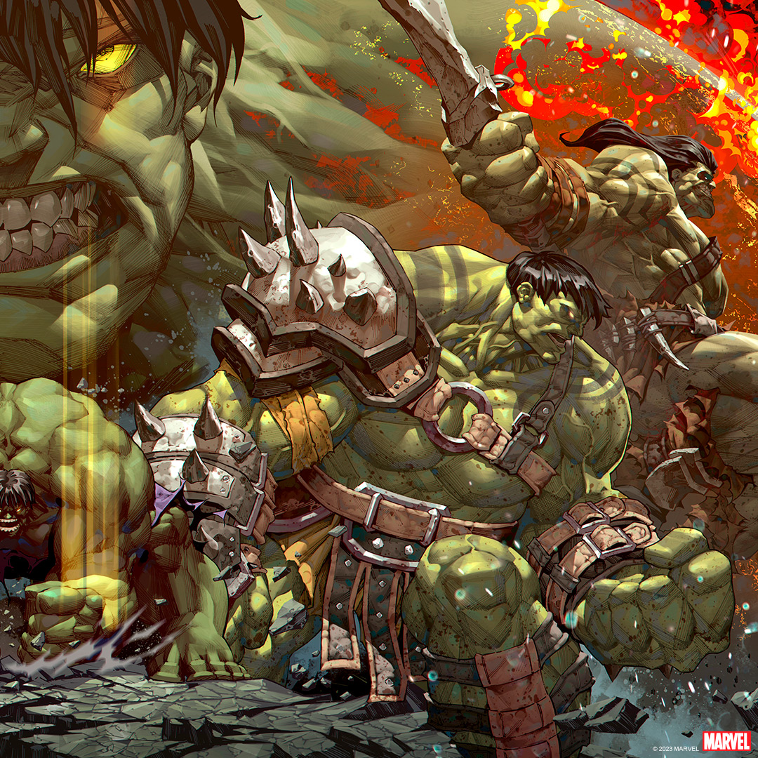 Bruce Banner smashes his way through his comic evolution in the Hulk Legacy Fine Art Print by <a href="/KaelNgu/">Kael Ngu</a>. From his Grey beginnings all the way to the Gladiator of Planet Hulk with his son by his side. This brawny art is available for pre-order NOW!

#Marvel #Hulk #Art