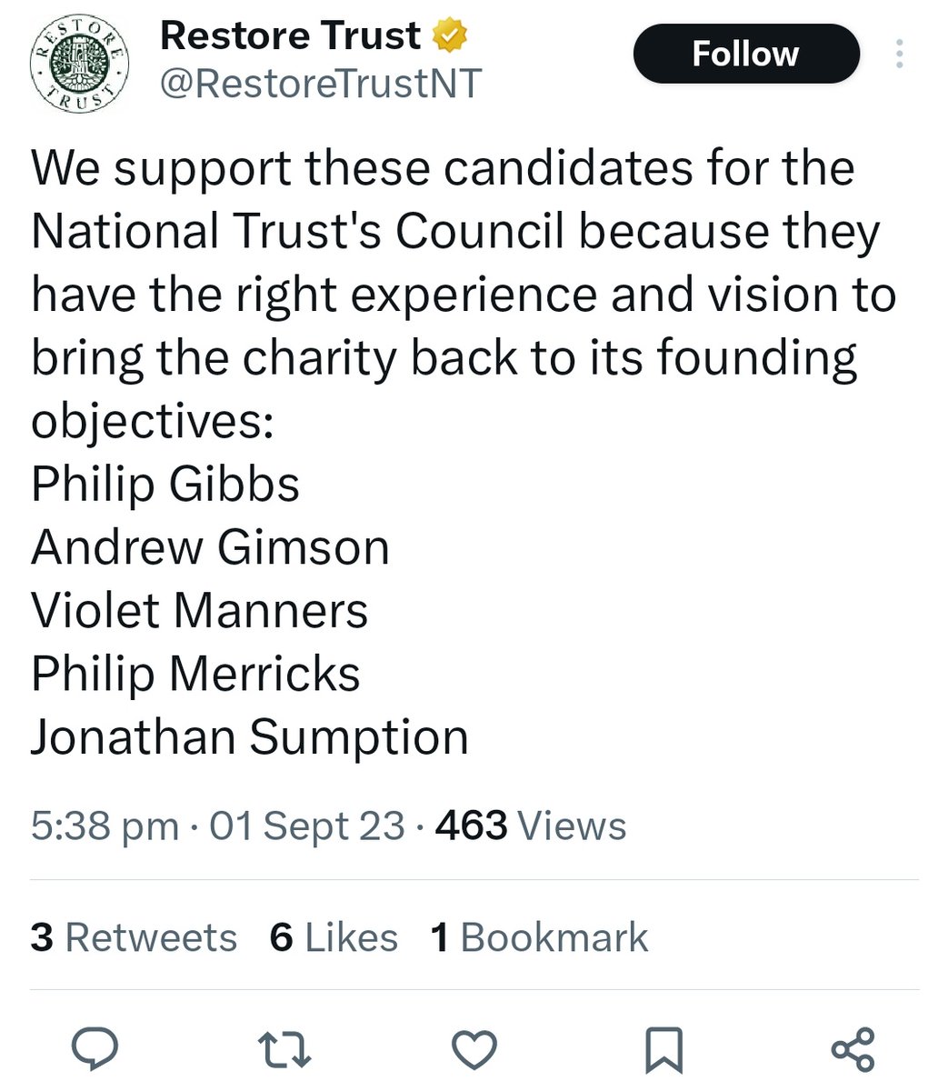 The AstroTurfers ride again. After almost six months of silence 'Restore Trust' pops up again hoping to elect their people to the National Trust council... If you are a member please make sure you vote for anyone but these buffoons.