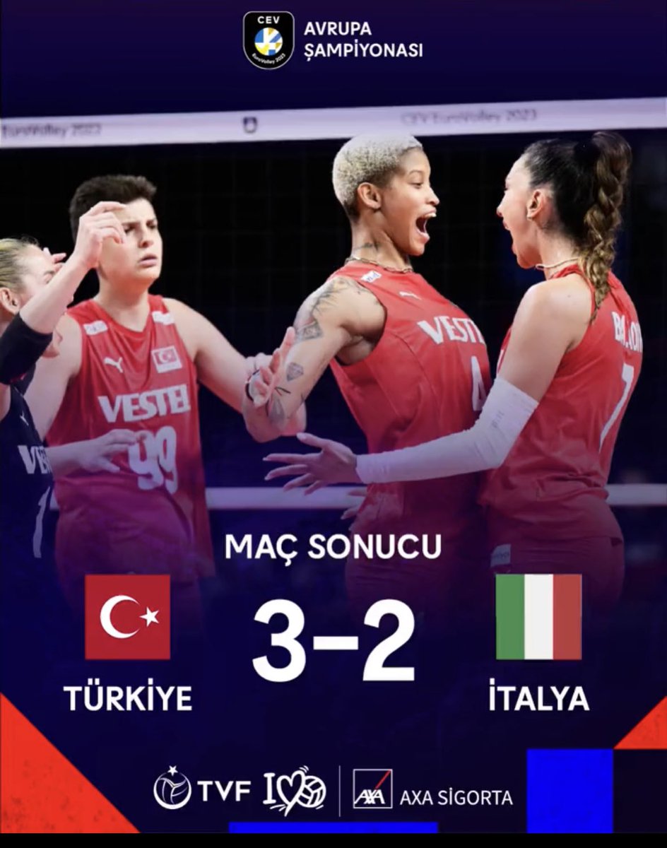 Biz sizinle gurur duymaktan yorulduk, siz final oynamaktan yorulmadınız. 

Tebrikler…🇹🇷

#ilovevoleybol
#ilovefileninsultanları 
#FileninSultanları