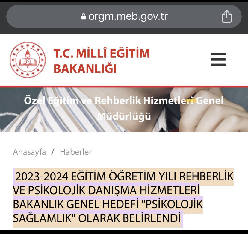 ProfDrMPiskin's tweet photo. Bakanlığın 2023-2024 eğitim yılı hedefi son derece isabetli.  

Ama, psikolojik danışmanı olmayan okullarda bunu nasıl başaracağız?

Bu nedenle her okula psikolojik danışman atanmalı, her çocuk bu haktan yararlanmalıdır.
@Yusuf__Tekin 
@MTanal 

 #ÇocuklariçinPDRNormu https://t.co/5FZOplR5l9