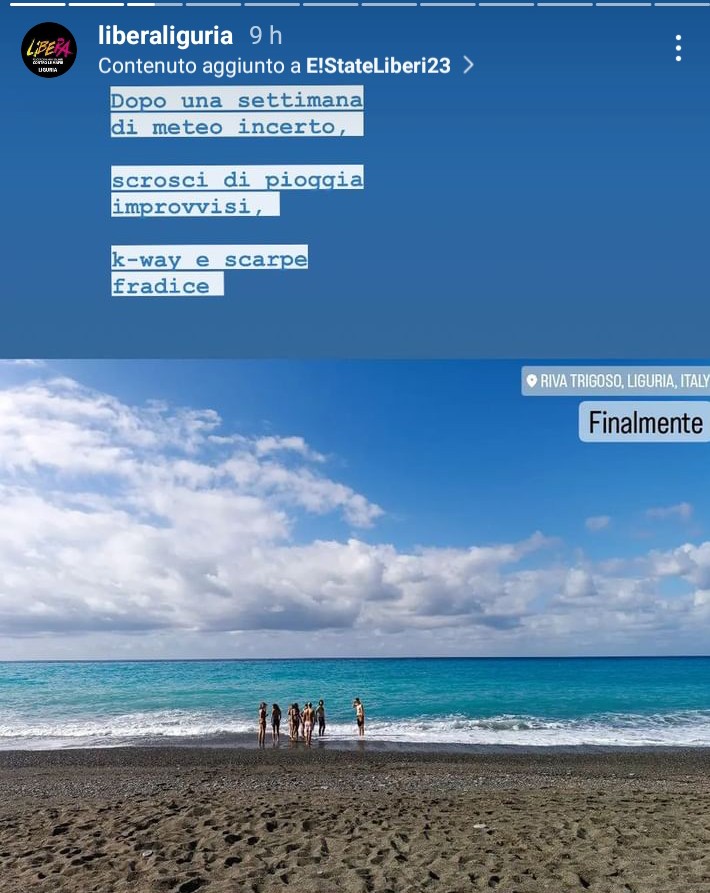 AD_eS_So's tweet photo. Finalmente i campisti possono scendere al mare e prepararsi all'ultimo pomeriggio di attività con Coop Liguria e Libera Terra. E poi con SPI CGIL per piantare nel giardino delle Casette Rosse il pesco in ricordo di Nicholas Green.
#memoriaeimpegno #liberaliguria https://t.co/MWyH0PI6Cs