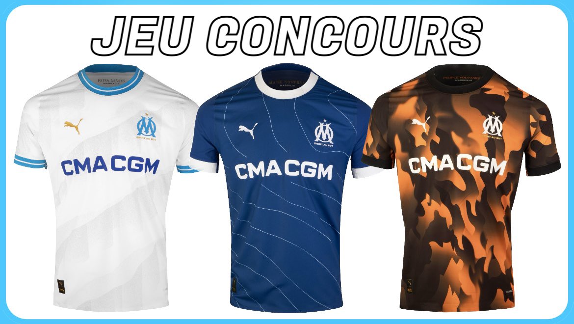 Vincent_1393's tweet photo. 🚨 [𝗖𝗼𝗻𝗰𝗼𝘂𝗿𝘀] Un des 3 nouveaux maillots de l'OM à gagner ! 

𝗣𝗼𝘂𝗿 𝗽𝗮𝗿𝘁𝗶𝗰𝗶𝗽𝗲𝗿, 𝗰'𝗲𝘀𝘁 𝘀𝗶𝗺𝗽𝗹𝗲 :
➜ RT ce tweet
➜ Follow @champ1om &amp; @Vincent_1393 

T.A.S le dimanche 10 septembre ! 🍀 https://t.co/isqED4kj4k