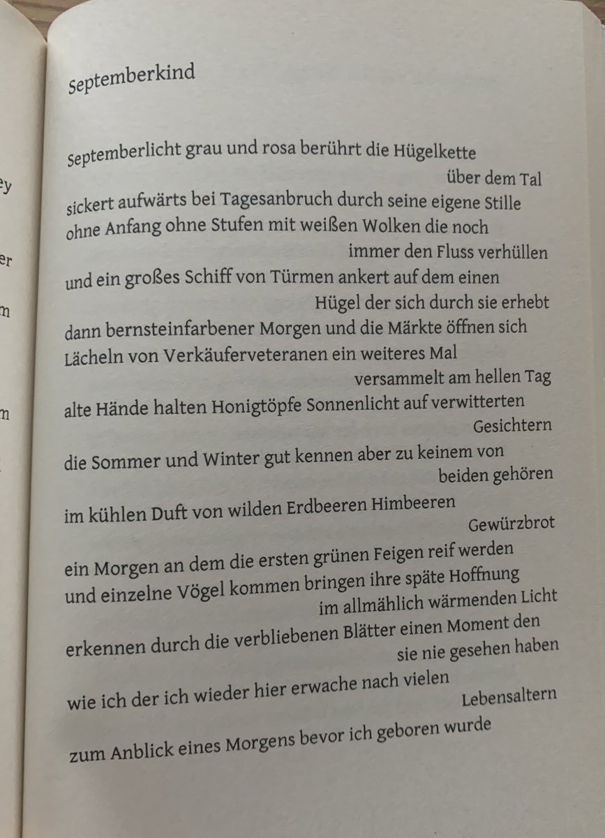 HansBalmes's tweet photo. September - at its close W.S. #Merwin was born as “September’s Child” - this poem is from one of his last books answering an early poem with a “sight of a morning before I was born” - German version by Helmbrecht Breinig/Susanne Opfermann https://t.co/1XlLdyb0mu