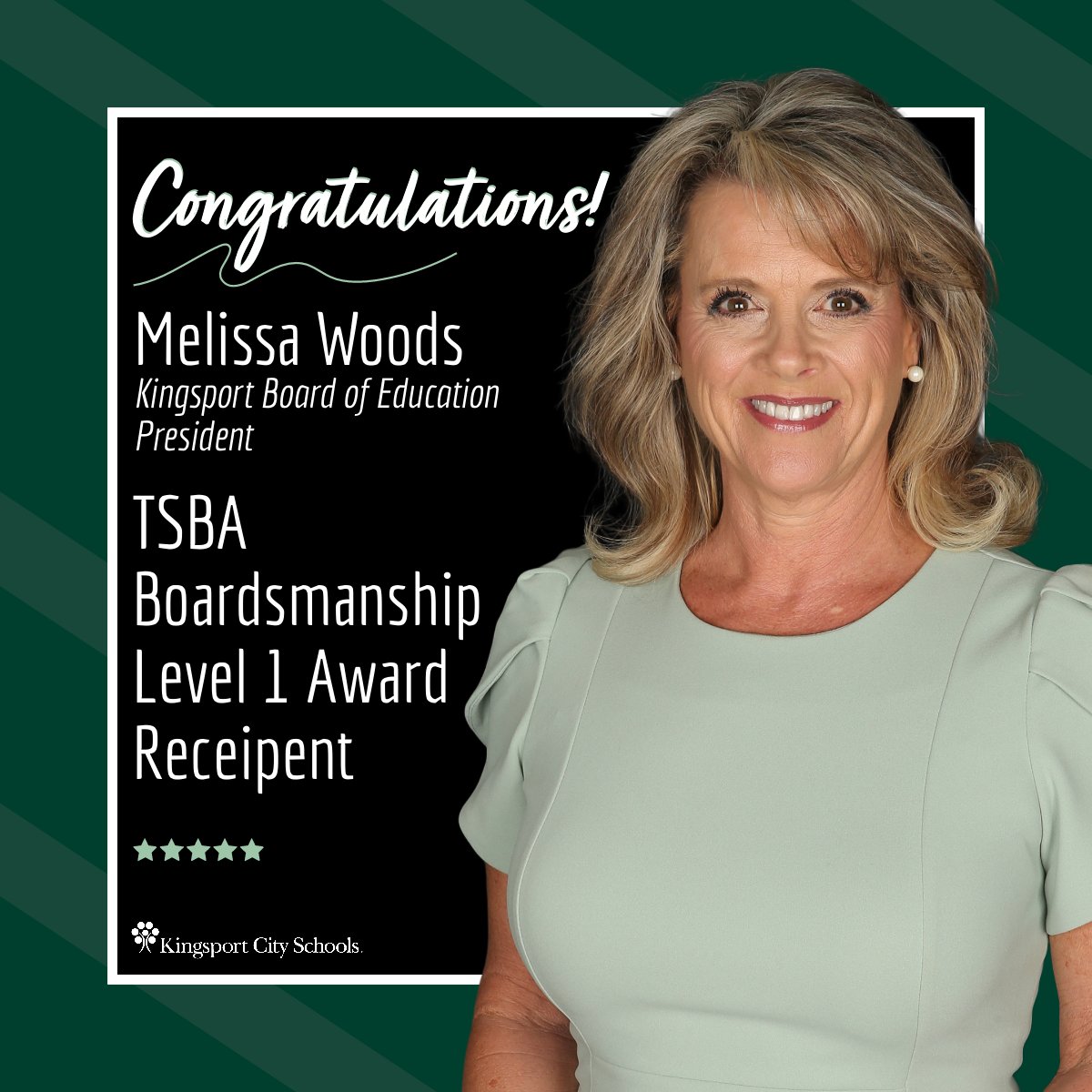 kcs__district's tweet photo. ⭐️CONGRATS⭐️ to Melissa Woods, @kcs__district Board of Education President! 🎉🎉🎉

Mrs. Woods received a TN School Boards Association Boardsmanship Level 1 Award.

This award is given for participation in activities outside of local school board obligations. 😊 https://t.co/YwWds1qyXx