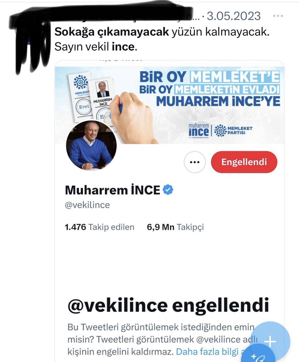 ToranagaTR's tweet image. Muharrem İnce’ye “sokağa çıkamayacaksın” diyenler “sokağa düştüler” #İnce #MemleketPartisi