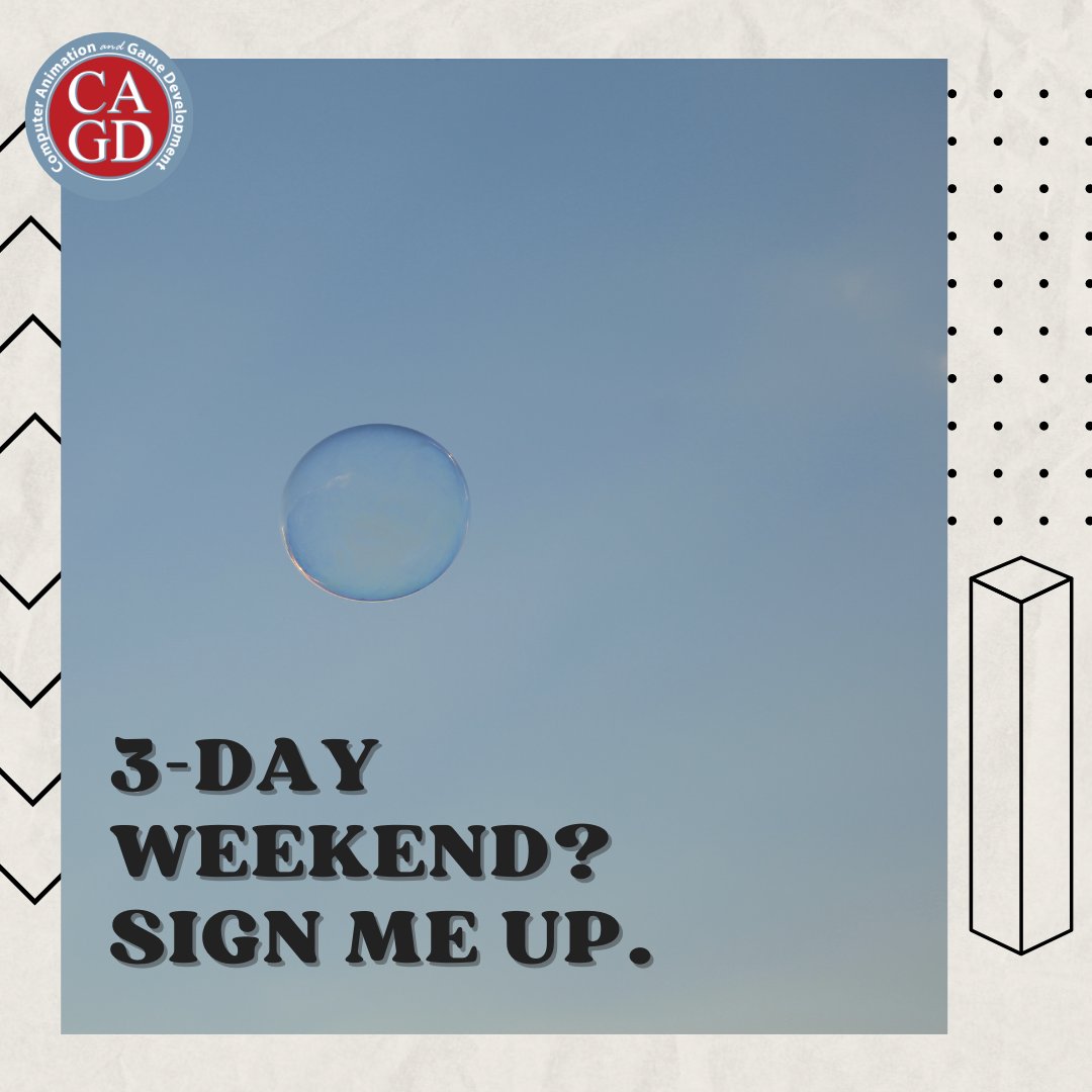 ChicoState_CAGD's tweet photo. ๐Wishing all the students a fantastic 3-day weekend ahead. Make the most of this well-deserved break and recharge for the upcoming week. Enjoy your time off! ๐
#CAGD #csuchico #break https://t.co/MGYA9WZG3h
