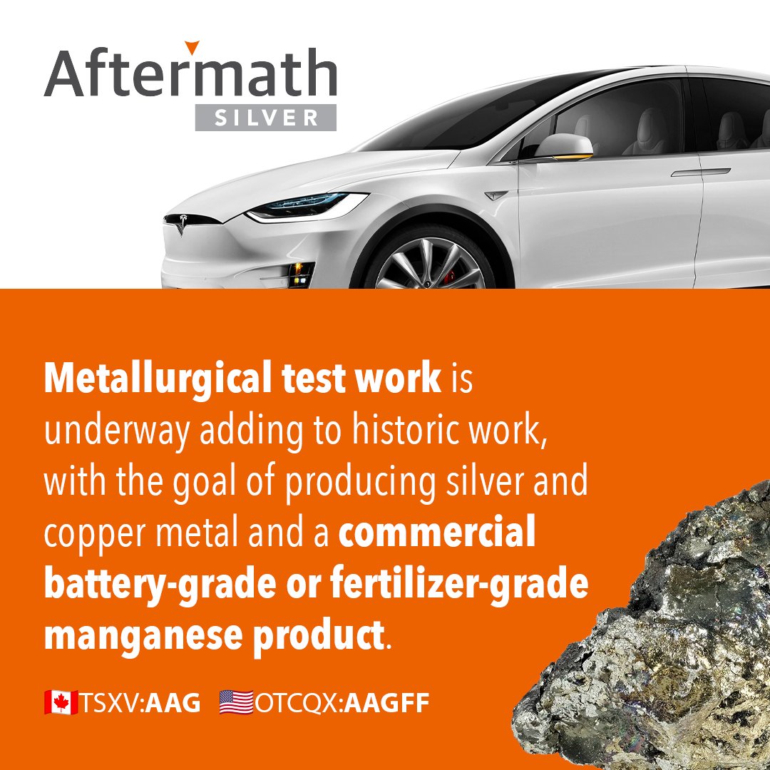 AftermathSilver's tweet photo. Metallurgical test work is underway adding to historic work, with the goal of producing silver and copper metal and a commercial battery-grade or fertilizer-grade manganese product. (π¨π¦TSXV:AAG πΊπΈOTCQX:AAGFF) #AftermathSilver #Metallurgical #Manganese #BatteryGrade https://t.co/cXS77W8sCA