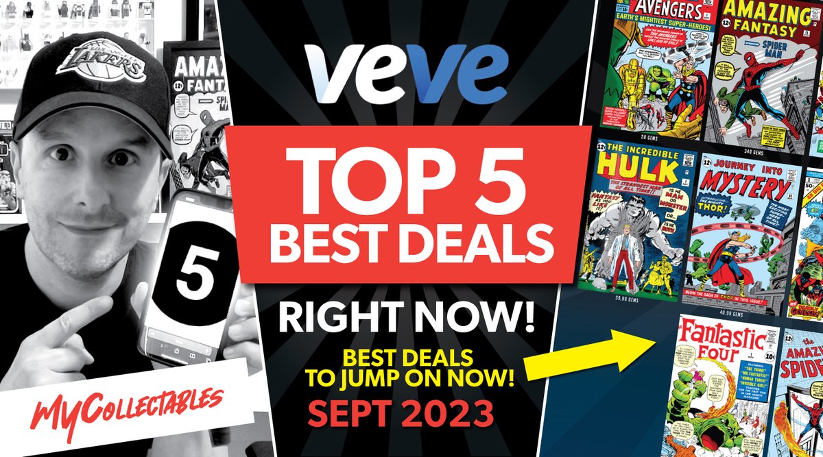 My_Collectables's tweet photo. Top 5 Deals to start of September and prep for the Veveverse including, OMI, Spider-Man, Grail comics and more!! Let me know your top picks!! #veve #vevefam #omi https://t.co/mHpJ3wAioW https://t.co/2781wYUd33