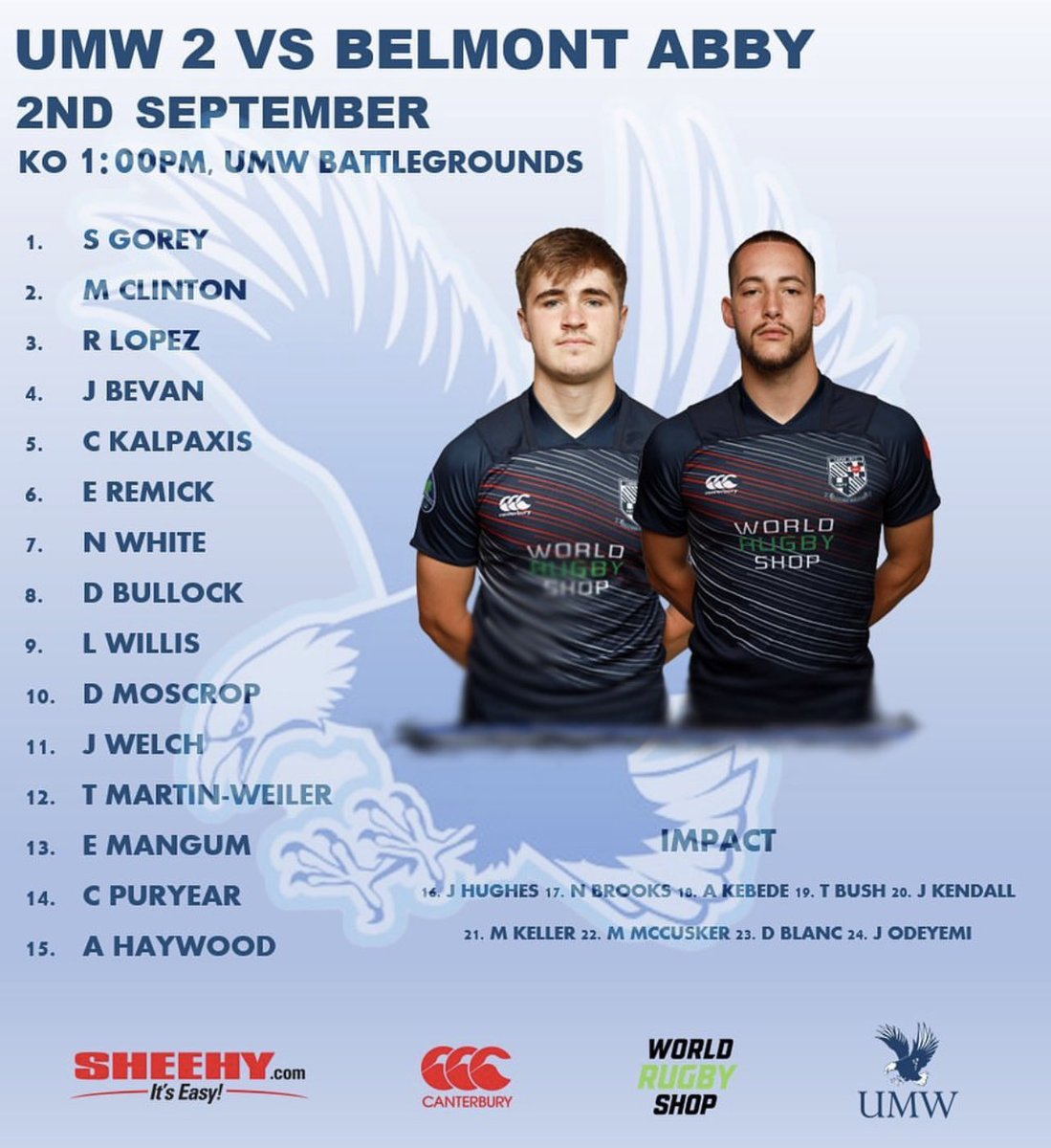 1 sleep til game day. <a href="/goffrugbyreport/">Alex Goff</a> <a href="/rugbymorning/">Rugby Morning 🏉</a> <a href="/rugby_scholars/">Elite Rugby Scholars</a> <a href="/firstpointusa/">FirstPoint USA</a> <a href="/RugbyWrapUp/">Rugby Wrap Up</a> <a href="/UMWathletics/">UMW Athletics</a> <a href="/UMWAlumni/">UMW Alumni</a> <a href="/FLS_sports/">FreeLanceStar Sports</a>
