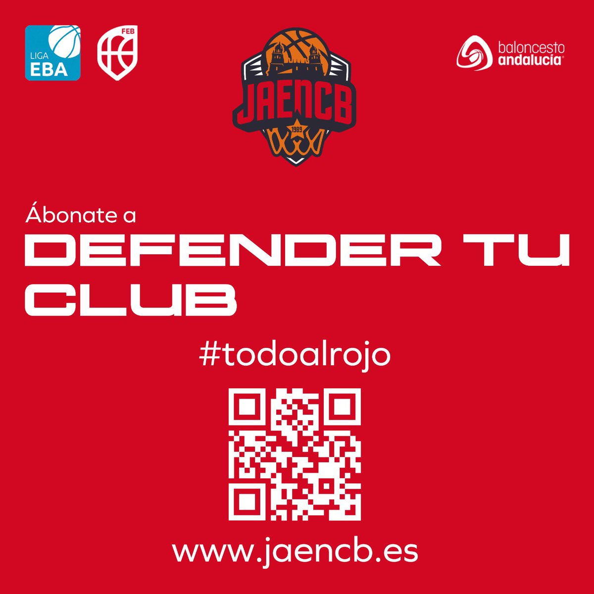 💳 Abónate a defender tu club. Abónate al Jaén Cb

📲 Abonos y renovaciones disponibles ya a través de la web

💻 Jaencb.deporges.com

#todoalrojo #jaencb