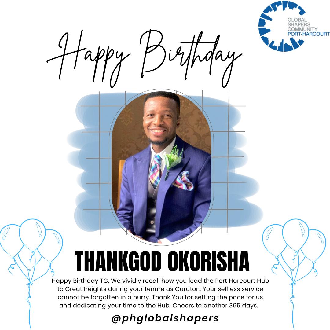 phglobalshapers's tweet photo. Happy Birthday @ThankGodDonald  , We vividly recall how you led the Port Harcourt Hub to Great heights during your tenure as Curator.

Your selfless service cannot be forgotten in a hurry. Thank You for setting the pace for us. Cheers to another 365 days. 

#Shaper💙 https://t.co/REmLSIJlfq