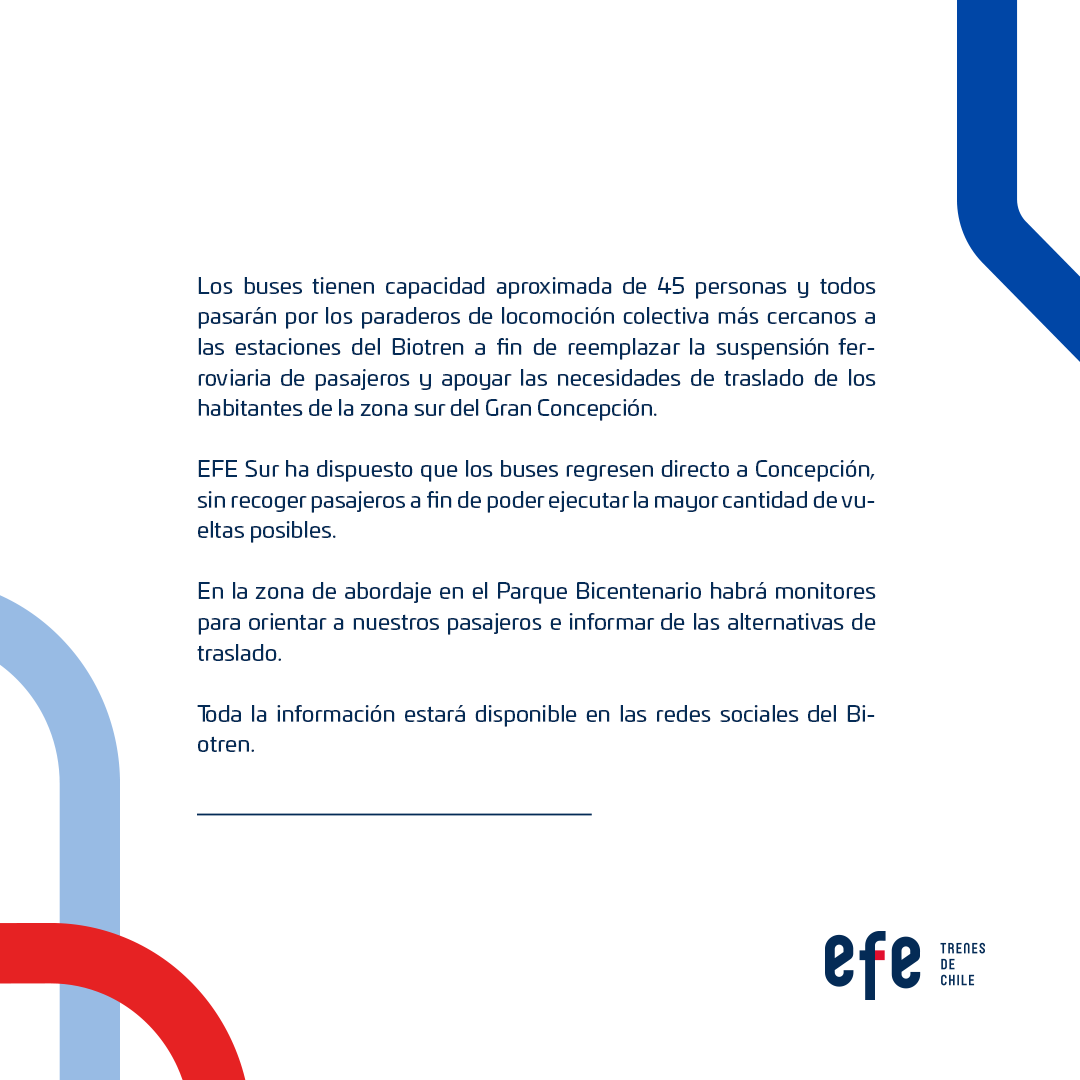 EFE_Biotren's tweet photo. Biotren Informa | Comunicado oficial actualización 🚌📣 https://t.co/NarHqzdULV