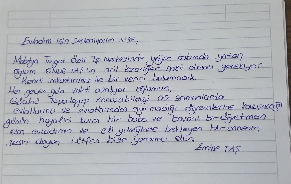 AydnYce8's tweet photo. Arkadaşlar merhaba oğlu öğretmen olan bir annenin çaresizliğini sizinle paylaşmak istiyorum. Bunu retweet yapıp olabildiğince paylaşabilirmiyiz. belki bu paylaşımla bir meslektaşımızı yeniden hayata döndürmüş oluruz.
@TCSaglikBknligi 
@drfahrettinkoca 
@tcbestepe 
@tc_cimer https://t.co/i2xC6wZRhn