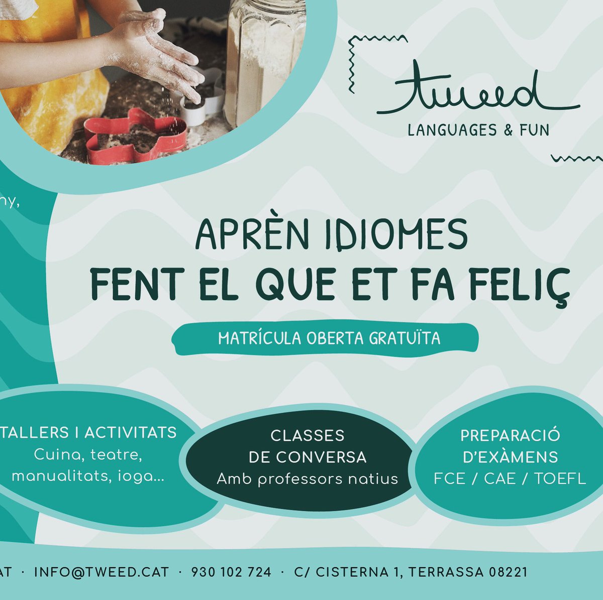 TweedIdiomes's tweet photo. Nou curs, noves il·lusions i felicitat!💚
Matricula oberta!📝
Contacta’ns 📲

#languageschool #september #setembre #newcourse #somdeconnec #terrassa https://t.co/5X66vyTRYJ