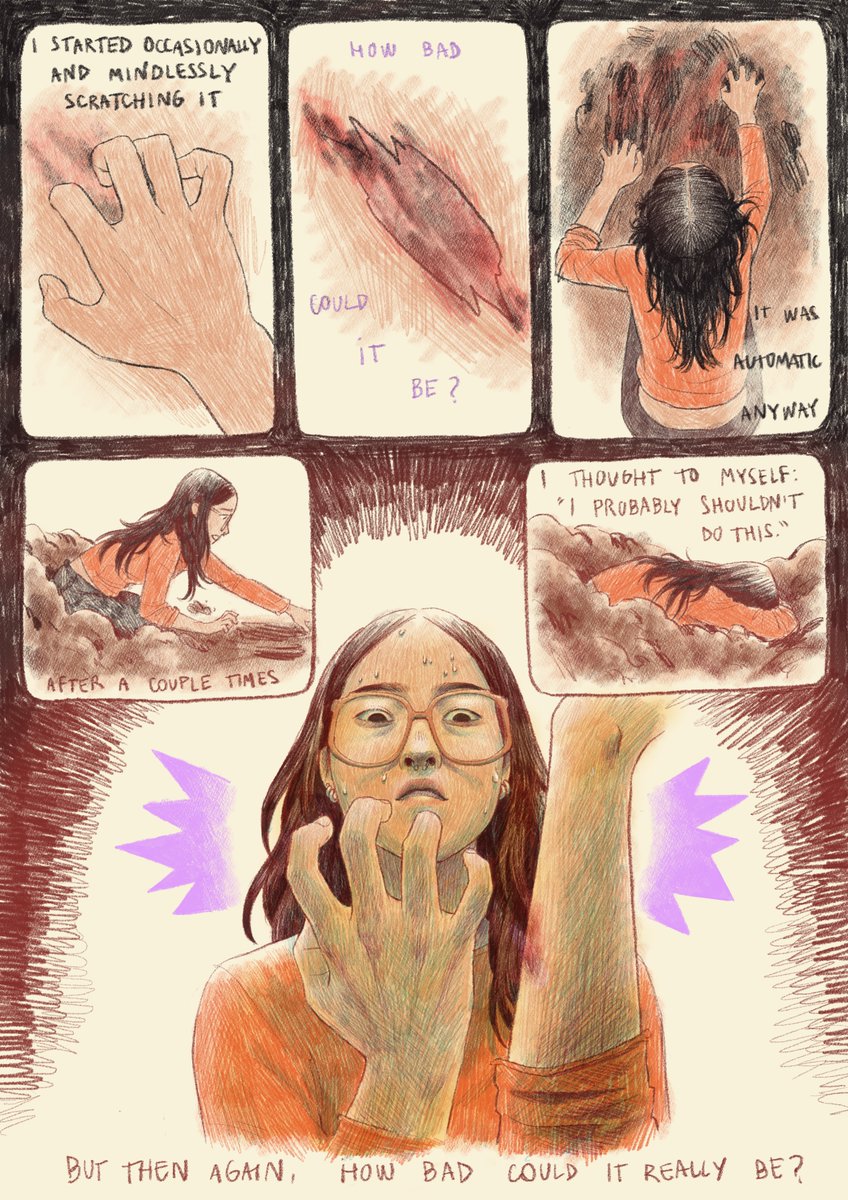 tw: trypophobia, bruises
(4/5) a personal comic 