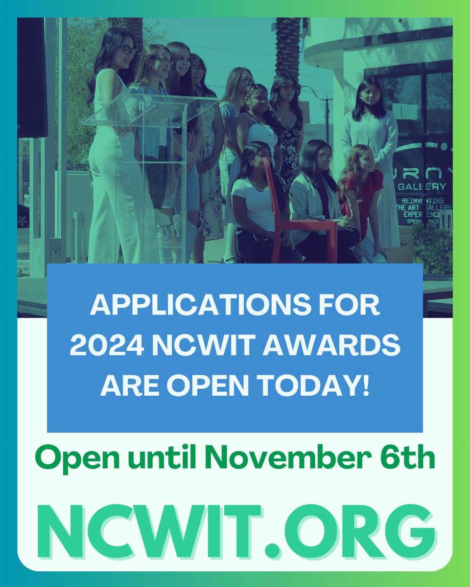 It's finally open! 📣 Women, genderqueer, and non-binary students can apply for the #NCWITAiC24 High School Award!
Aspirations in Computing (AiC) is an excellent way to pursue your ambitions and ideas! Explore the vast community today! <a href="/NCWITAIC/">NCWITAIC</a>
Apply now: aspirations.org/AiCAward