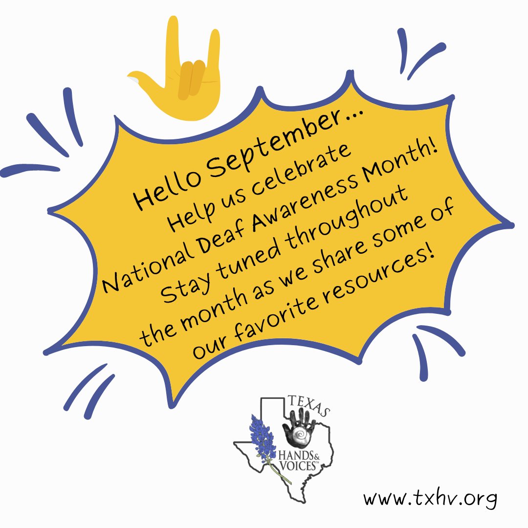 TXHandV's tweet image. Did you know September is National Deaf Awareness Month? Join us as we celebrate and support the Deaf community!