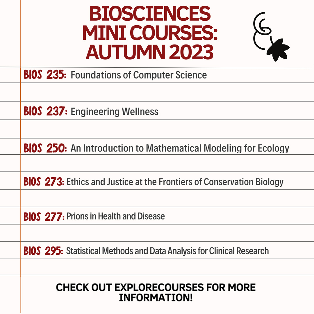 StanfordBiosci's tweet photo. Happy September Y'all! 🍂 Check out ▶️ these great #Minicourses you can sign up for this semester! Head to explore courses for more information! https://t.co/px059A6frL