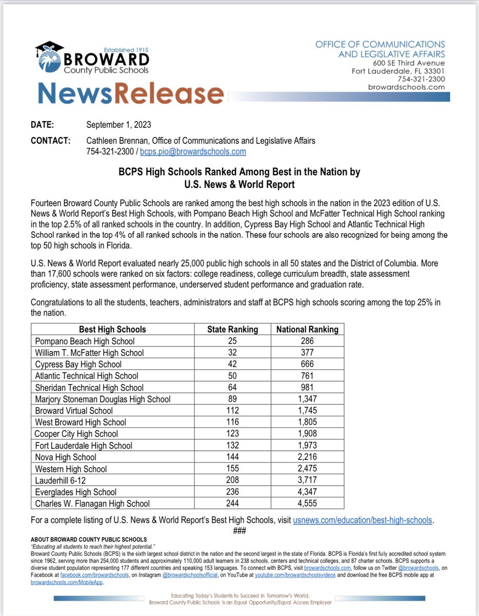 Broward County Public Schools tweet media