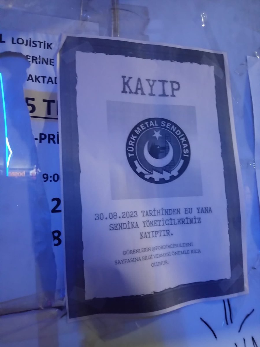 Fordiscibulteni's tweet photo. KAYIP ARANIYOR
30.08.2023 tarihinde in bu yana sendika yöneticilerimiz kayıptır.
Bulanların tarafımıza bildirmesi rica olunur!!
@KavlakPevrul @TurkMetalSen @turkiskonf https://t.co/HS6yA3NHMJ