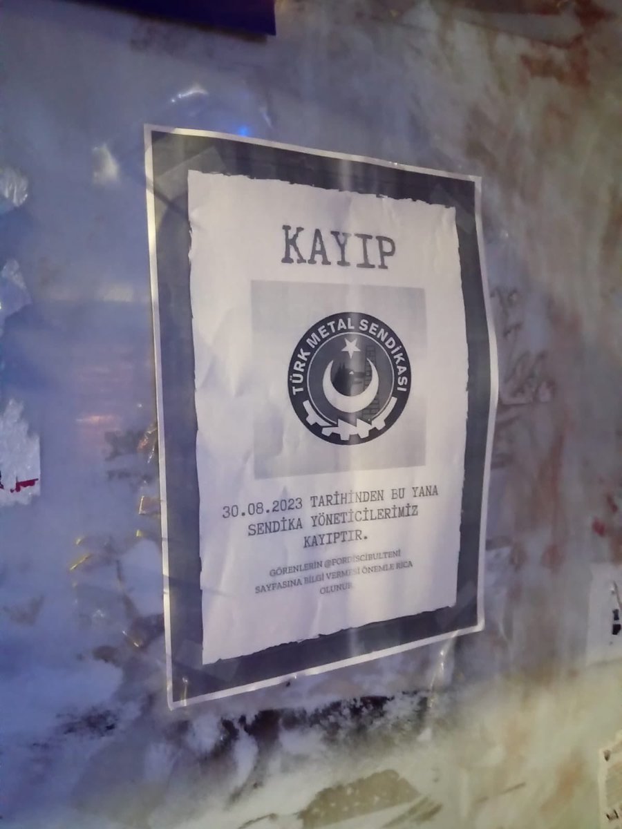 Fordiscibulteni's tweet photo. KAYIP ARANIYOR
30.08.2023 tarihinde in bu yana sendika yöneticilerimiz kayıptır.
Bulanların tarafımıza bildirmesi rica olunur!!
@KavlakPevrul @TurkMetalSen @turkiskonf https://t.co/HS6yA3NHMJ
