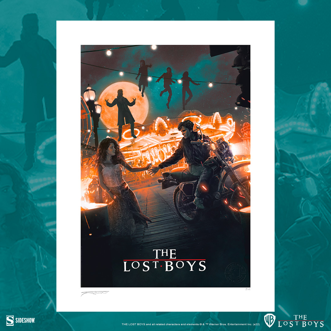 Return to Santa Carla's boardwalk in The Lost Boys Fine Art Print by Juan Ramos...but beware of the nightlife. 

side.show/7cu8n

#TheLostBoys #Vampires #Art
