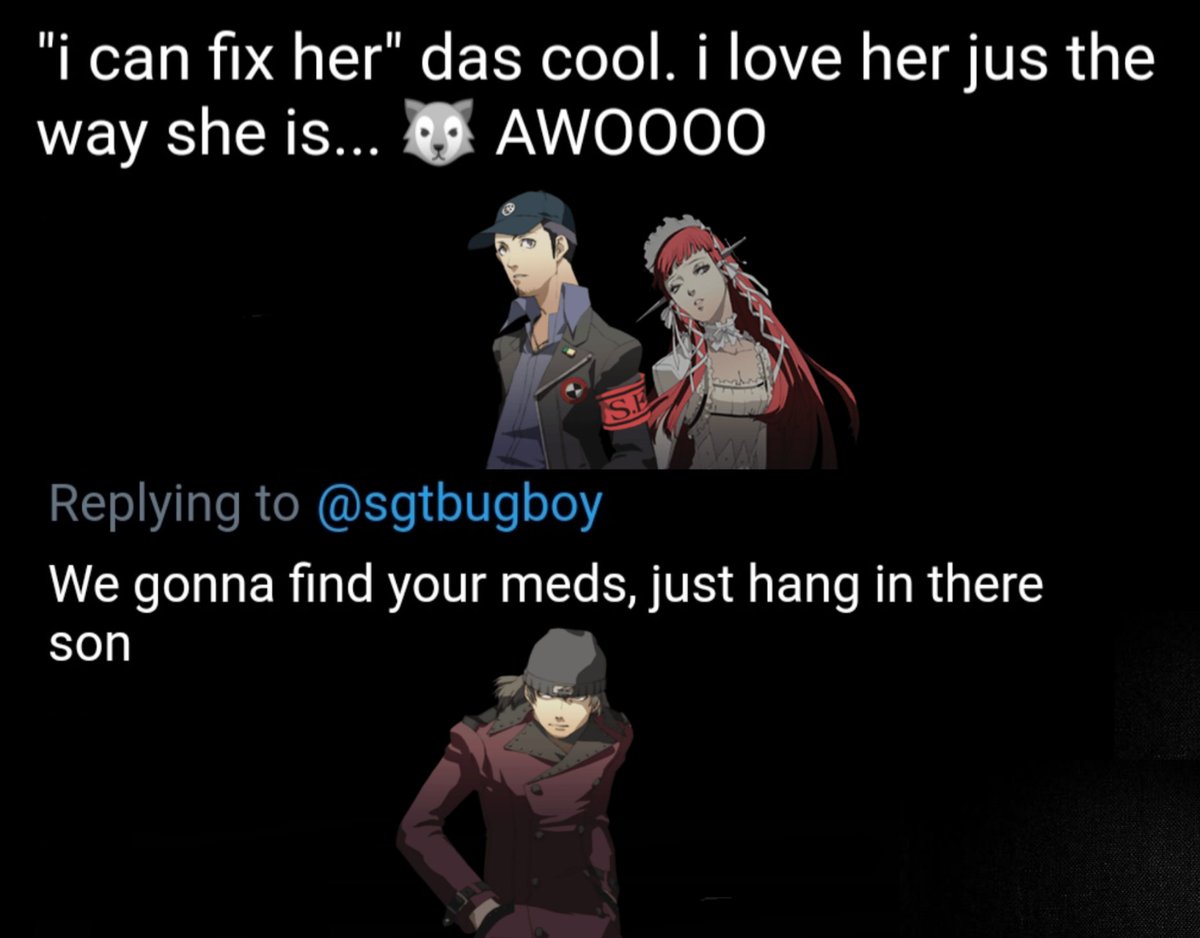 cloudstrifememe's tweet photo. Finally making a persona 3 textposts thread as god intended https://t.co/yg7BjurzDq