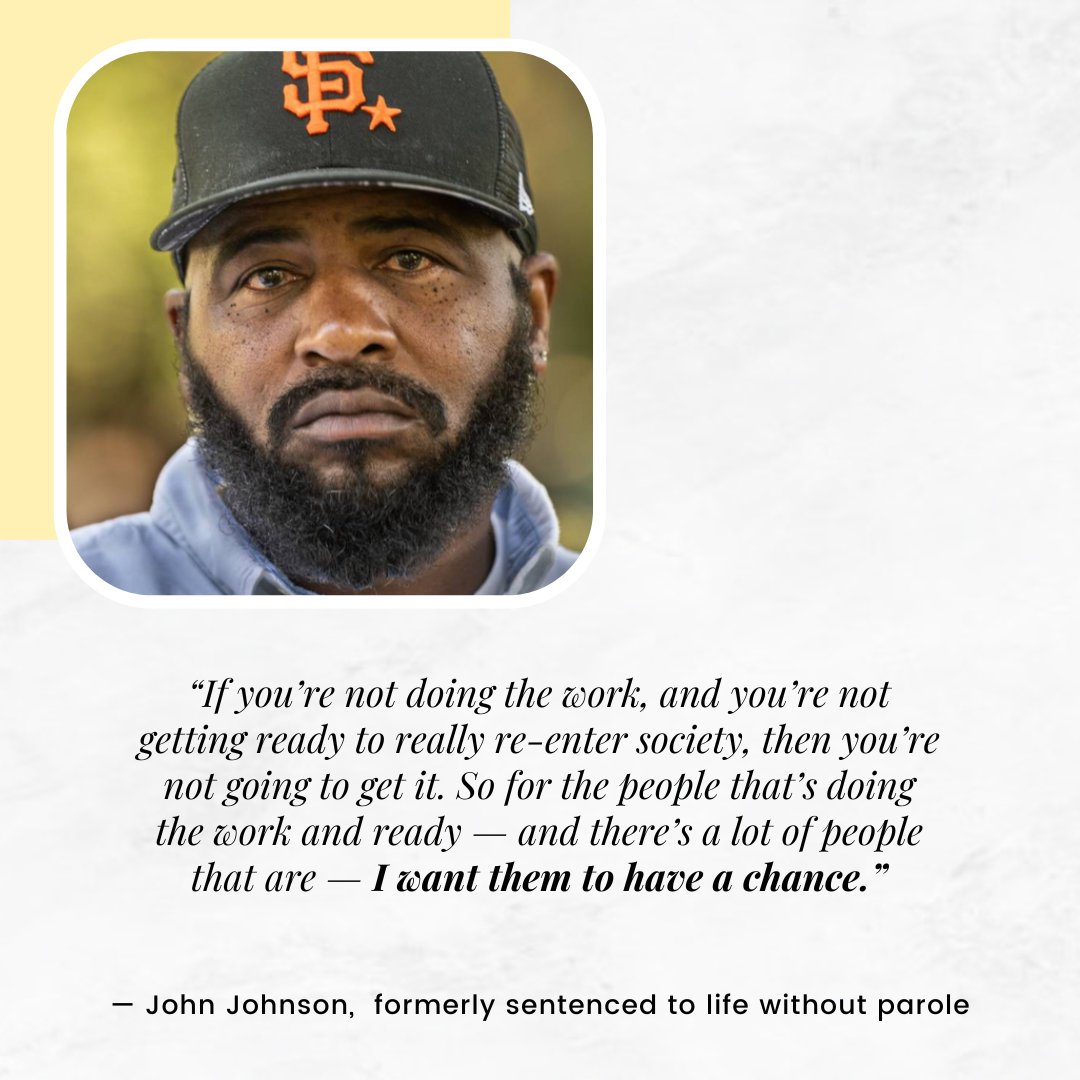 c_c_w_p's tweet photo. About resentencing and parole: "If you’re not doing the work, and you’re not getting ready to really re-enter society, then you’re not going to get it. " John Johnson, formerly sentenced to Life Without Parole and supporter of #SB94 #CALeg https://t.co/xKkTEdbgfK https://t.co/UbzPMDvmCT