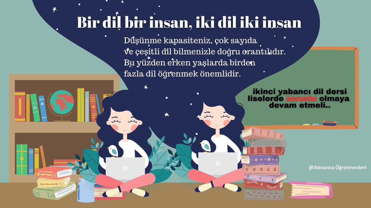 Bir dil bir insan iki dil iki insan diye boşa söylenmemiştir. Dil bilmek o dilin kültürünü öğrenmek ufkumuzu genişletir. Bunları öğrencilerimizden mahrum etmeyin lütfen.<a href="/Yusuf__Tekin/">Yusuf Tekin</a> <a href="/tcmeb/">Millî Eğitim Bakanlığı</a> #AlmancaZorunluKalmali