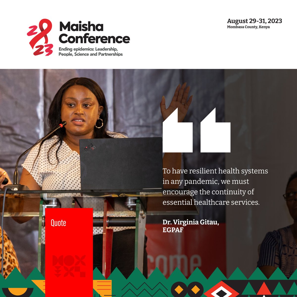 Integrating COVID-19 services into HIV testing led to efficient and timely services, as both tests can be done within 20 minutes - Dr. Virginia Gitau, EGPAF. #MaishaConference2023 #endingAIDSby2030
