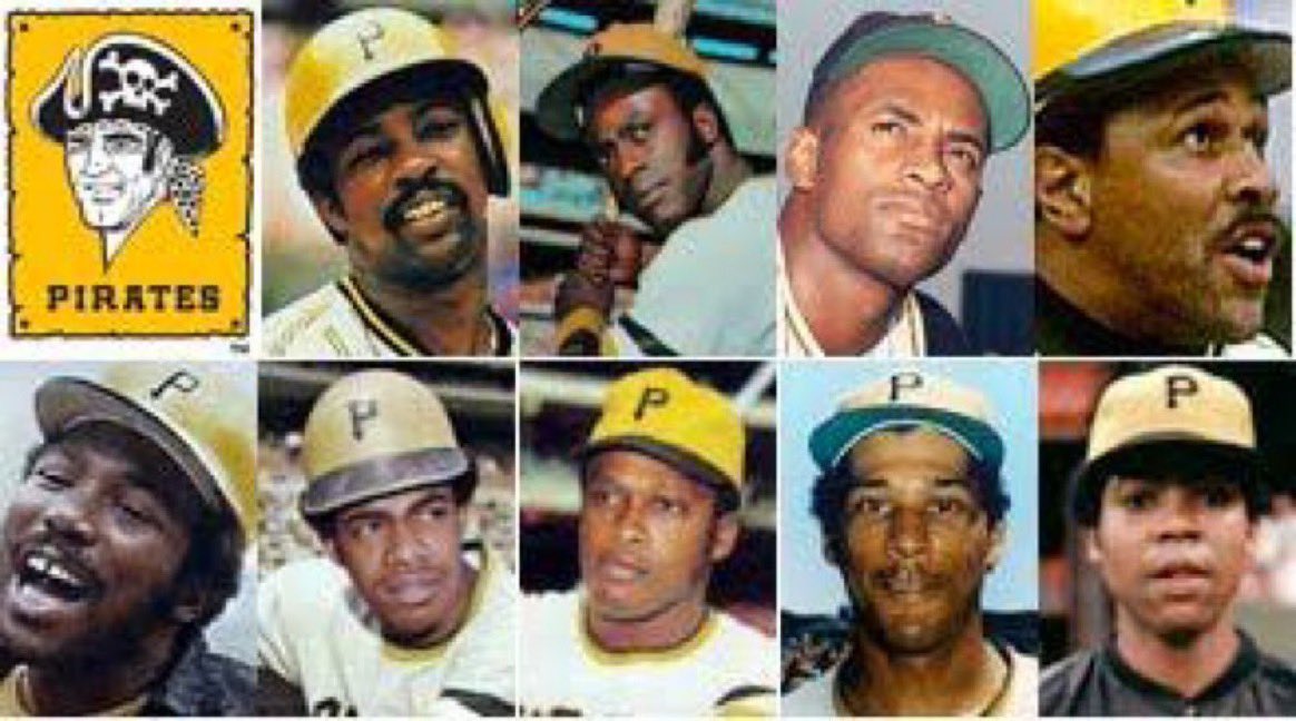 Super70sSports's tweet photo. Today in 1971, the Pittsburgh Pirates fielded the first all-Black starting lineup in MLB history.

1. Stennett 2B
2. Clines CF
3. Clemente RF
4. Stargell LF
5. Sanguillen C
6. Cash 3B
7. Oliver RF
8. Hernandez SS
9. Ellis P https://t.co/sjDwaUmIQ6