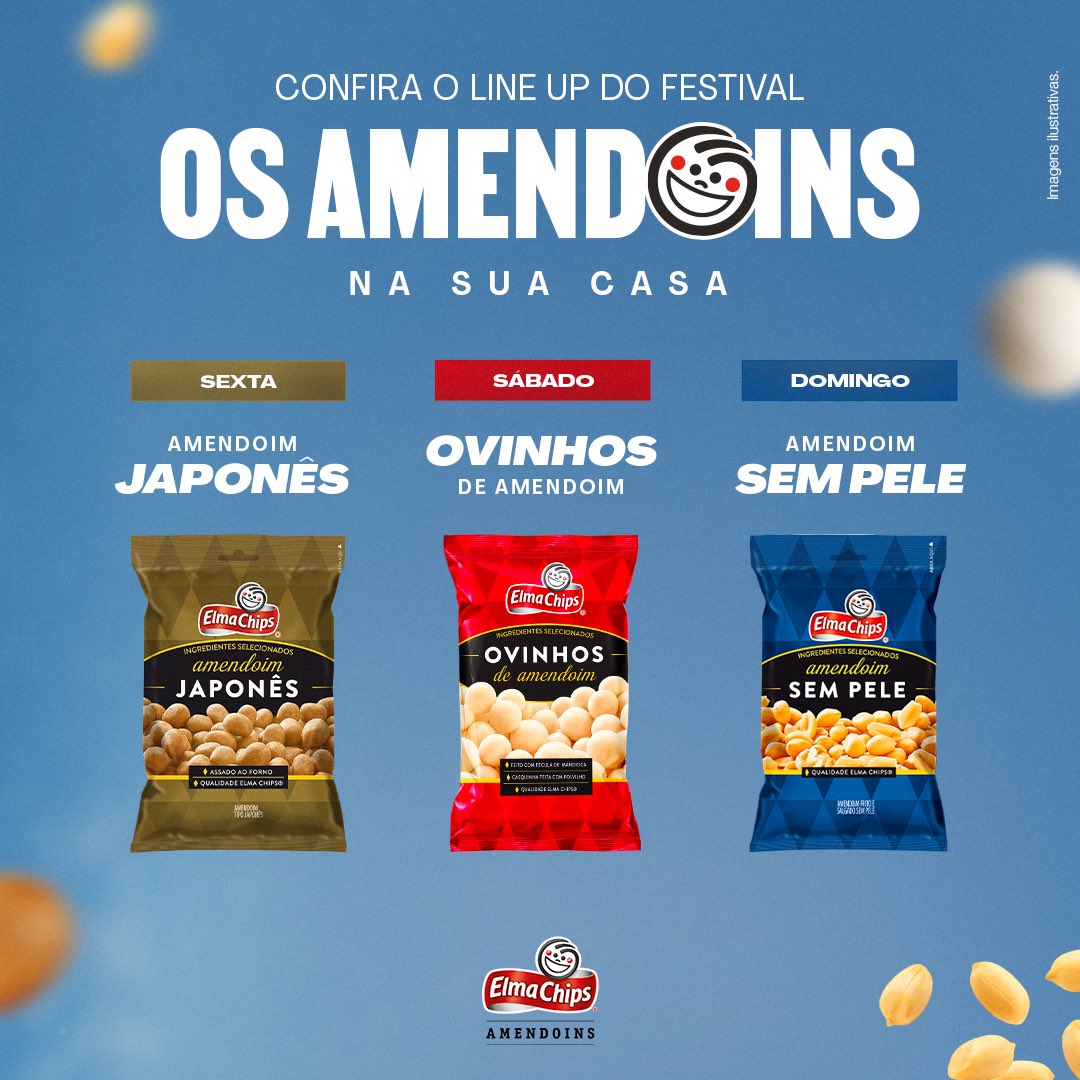 Amendoim Elma Chips®️ não te deixa perder nenhum momento de sabor com seus artistas preferidos. Preparados? #AmendoinsElmaChips
