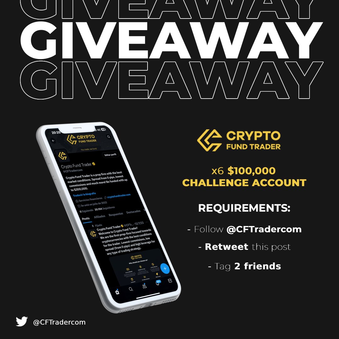 CFTradercom's tweet photo. Giveaway $600,000 in funds🚨

Requirements:

- Follow: @CFTradercom  &amp; @MrDakoCFT  &amp; @traderomercan  &amp; @osbrah  &amp; @Gotzeuus  &amp; @trader_oasis  &amp; @tradertim   

- Retweet this post

- Tag 2 friends https://t.co/W9Xq5ZpQ8l