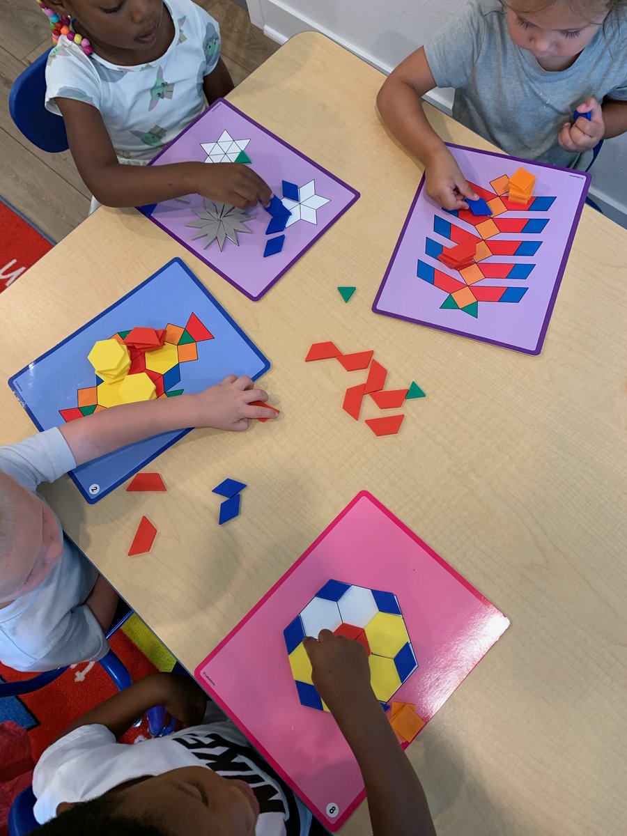 Jenkins_Care2's tweet photo. Our kiddos explore patterns, properties of shapes, and symmetry! @LakeshoreLM #BuildingSkills #PatternBlocks #JenkinsFamilyChildCare #Menifee #ChildCare #Daycare #StaySafeStayHealthy https://t.co/s0GRl9yNc7