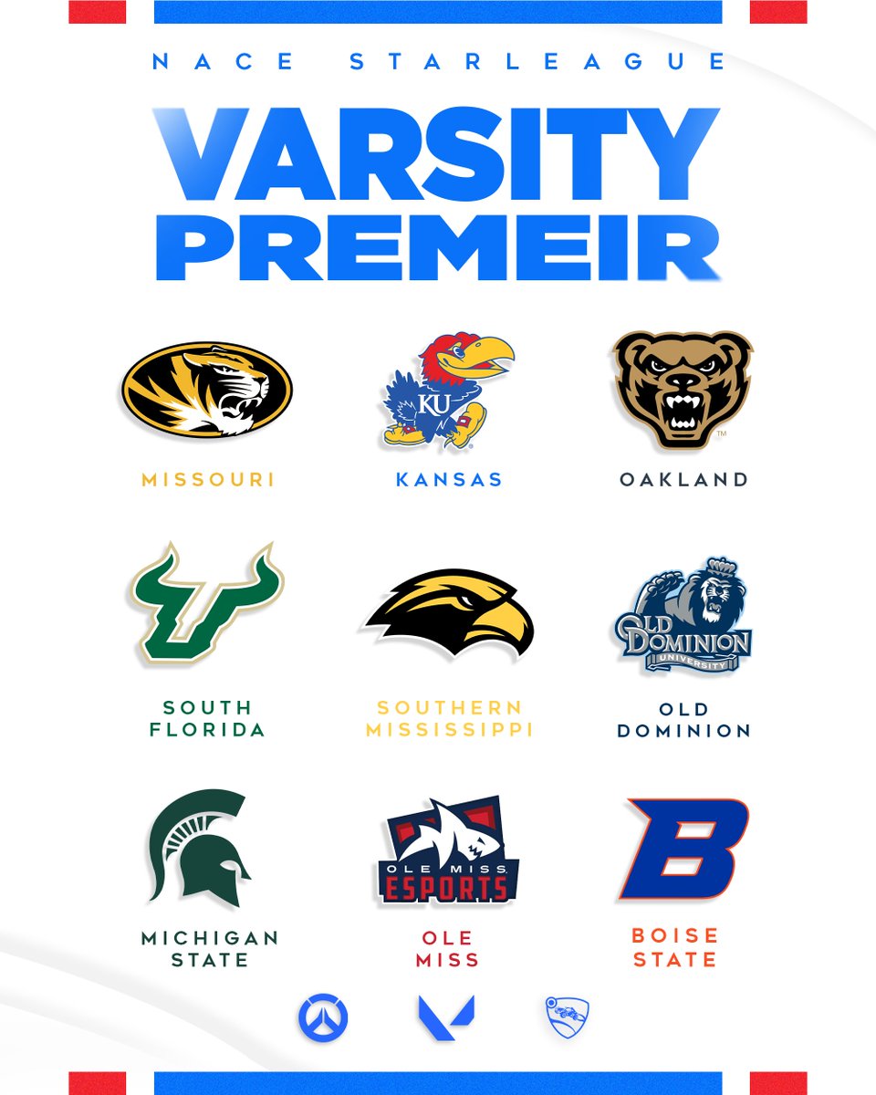 KansasEsport's tweet photo. New @nacestarleague conference just dropped👀

This year we will be competing in a conference comprised of fellow division 1 schools in Overwatch, Valorant, and Rocket League!

Schedule releases soon! https://t.co/djYvrwr5Qf