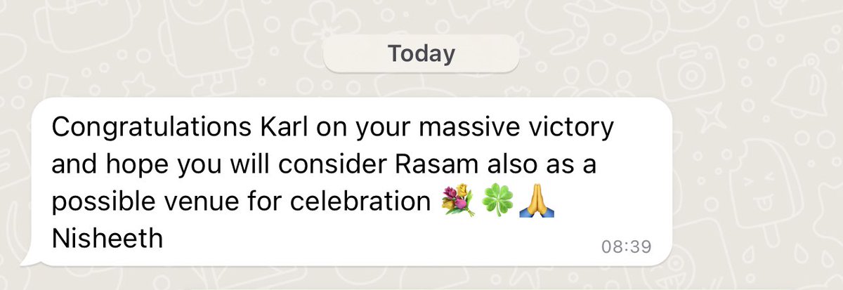 Karl Brophy (@karlbrophy) on Twitter photo Many thanks for the, literally hundreds of, very nice messages today. They’ve made me feel like a million dollars. My very favourite one (at 8.39am) came from the best restaurateur in all of Ireland. Nisheeth Tak runs the impeccable <a href="/RasamRestaurant/">Rasam Restaurant</a> in our village. Many thanks for the, literally hundreds of, very nice messages today. They’ve made me feel like a million dollars. My very favourite one (at 8.39am) came from the best restaurateur in all of Ireland. Nisheeth Tak runs the impeccable <a href="/RasamRestaurant/">Rasam Restaurant</a> in our village.