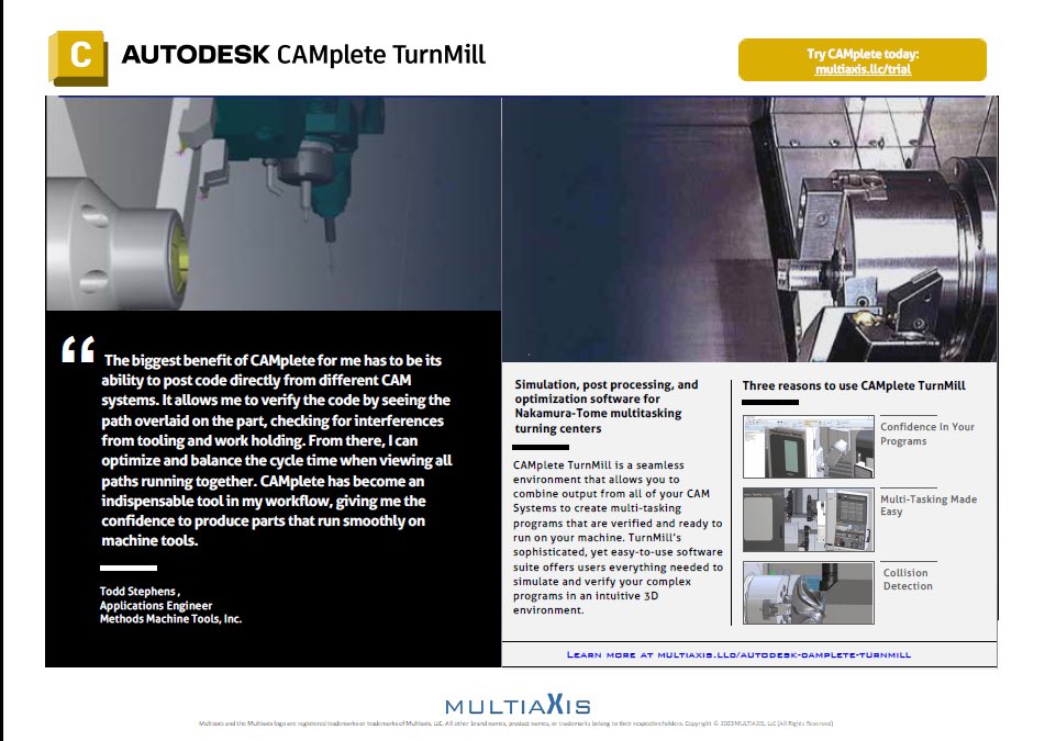 multiaxis_llc's tweet photo. Simulation, post processing, and optimization software for Nakamura-Tome multitasking turning centers. #multiaxisllc #methodsmachinetools #autodesk #nakamuratome #camplete #fusion360 https://t.co/QNrAyWpjHE