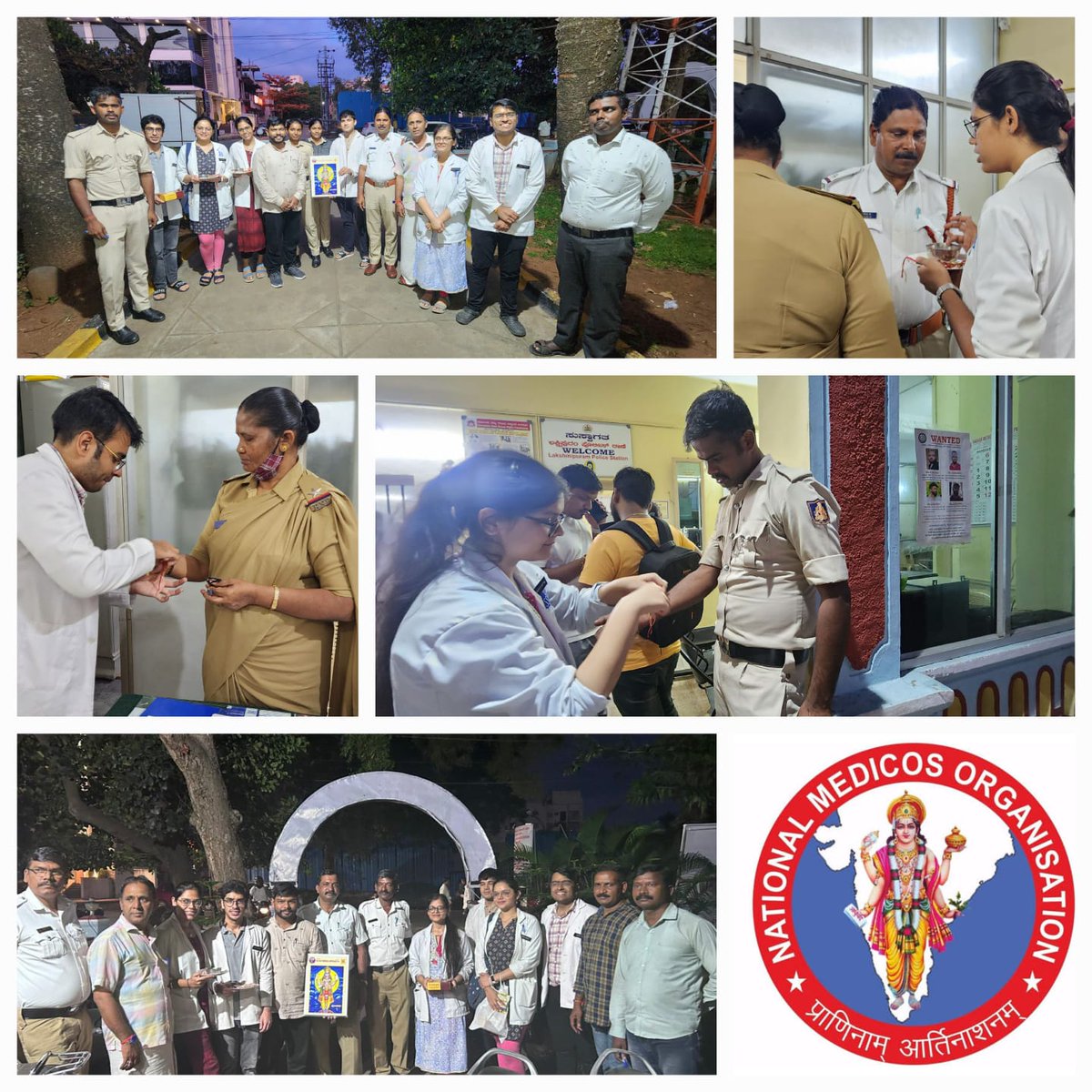 🎉 Celebrating #Rakshabandhan in a unique way at JSS Medical College, Mysore! Dr. Abhishek and students from National Medicos Organisation tied Rakhis on the hands of our dedicated police officers from Lakshmipuram and traffic police stations. 🚓❤️ #communityharmony