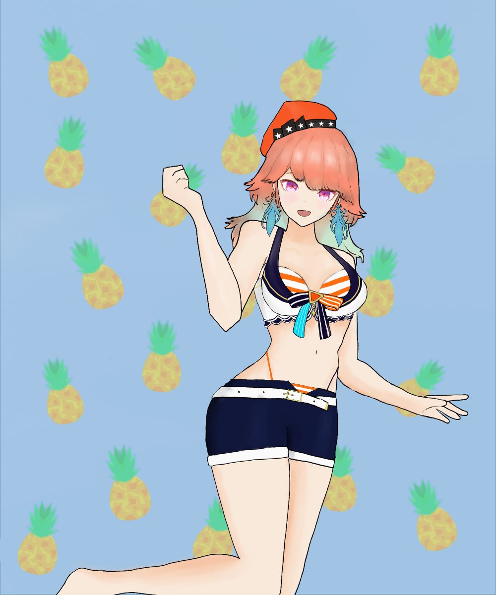 FletchyFox's tweet image. #KFPicasso First time drawing Kiwawa!🍍Loved listening to her new album while working on this!