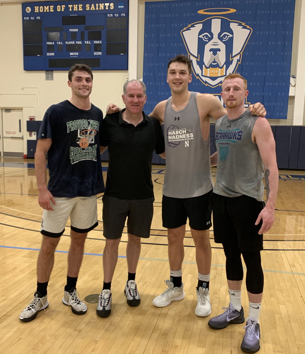 Amazing catching up with my former players Sam Silverstein, Luke Hunger & Calvin Whipple at @newman_hoops open run. Sam will graduate from Harvard this year, Luke starts year 2 at Northwestern & Calvin will continue his pro career in Malta this year!