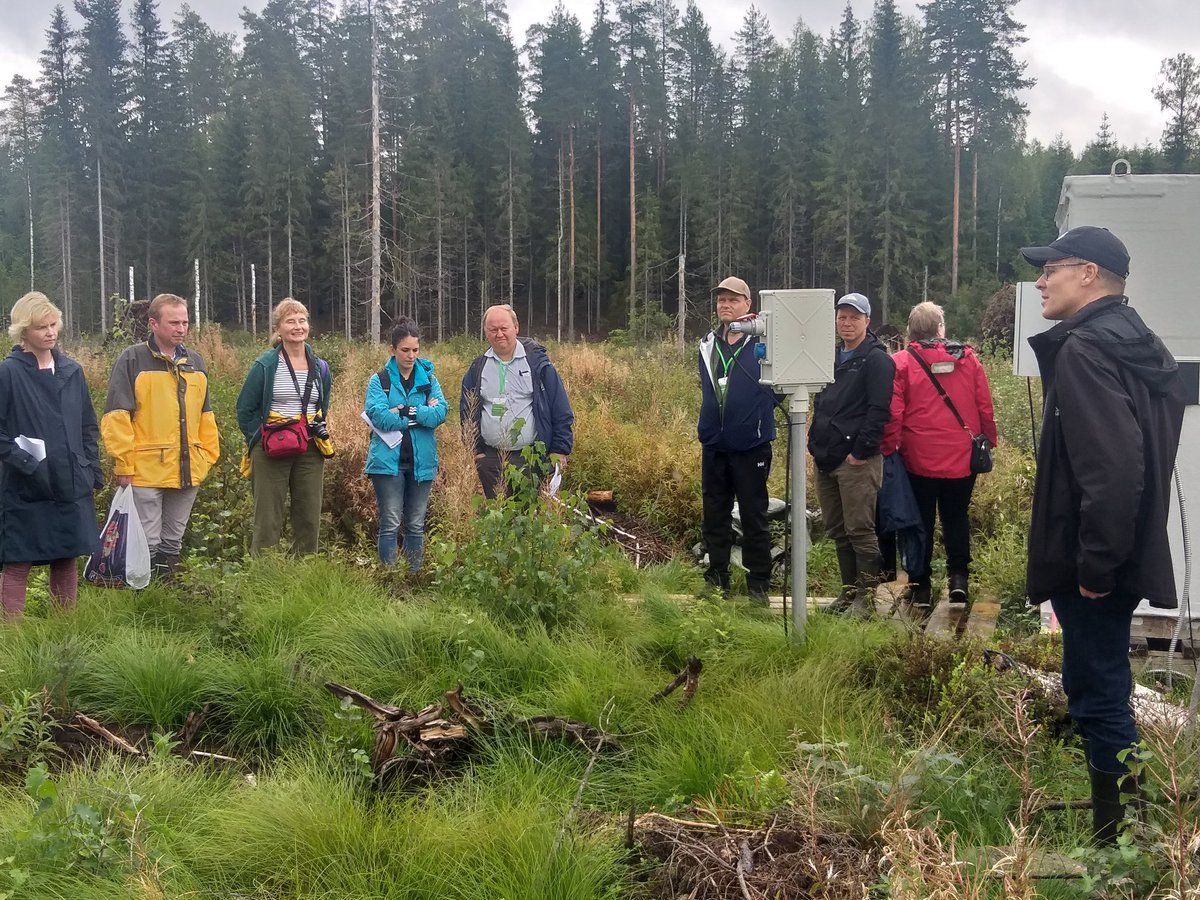 Discussions with #IBFRA2023 colleagues continued in a CCF demo site established by @LukeFinlandInt and @FMIclimate in EU- funded (LifeIP) @canemure project. @stnSOMPA @holisoils @UNITEflagship and many other projects have ongoing studies there.