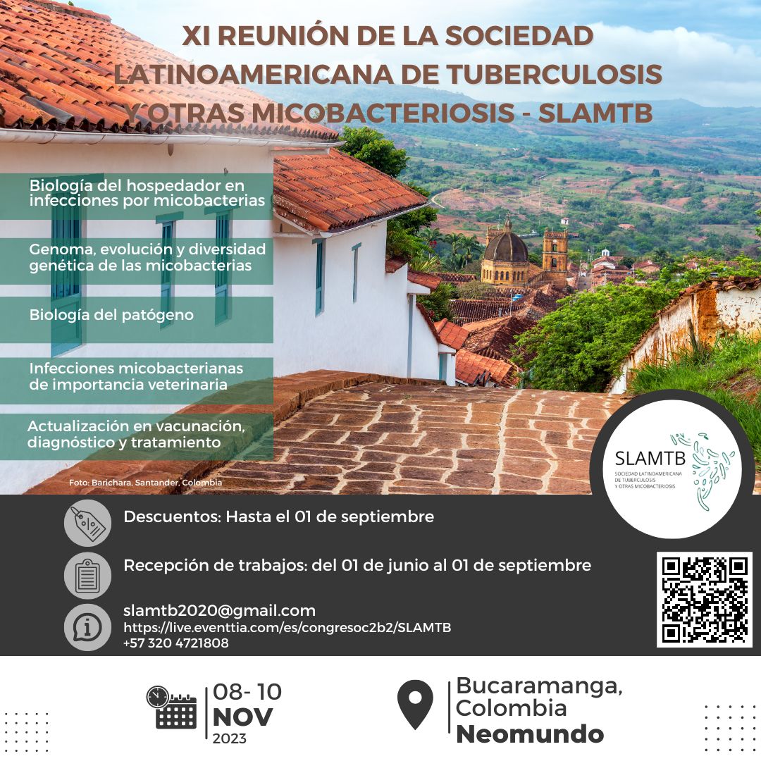 VRIUNAL's tweet photo. #CircularUNAL La XI Reunión de la Sociedad Latinoamericana de Tuberculosis y otras Micobacteriosis #SLAMTB se realizará en noviembre en Bucaramanga: https://t.co/UwoJl8OXKT
@SOCOLQUIM @DollyMontoyaUN @QuimicaUN @CamiloYounes @CienciasUNALBog @DIEB_UNAL @DieUNMed @UIS #UNAL #C2B2 https://t.co/BIlOHJrchW