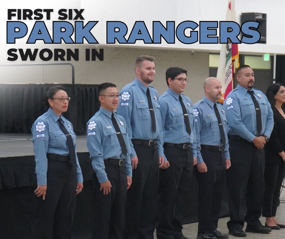 Today, the first six Park Rangers were sworn into the City of Fresno. They will ensure our parks are clean, safe, and accessible. 🛝🌳