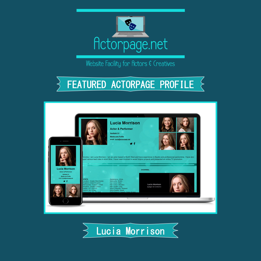 ActorPage_net's tweet image. Featured Actorpage Profile Lucia Morrison @sparklelucia 

luciamorrison.actorpage.net

#actorpage #actors #actorprofile #actorslife #beingseen #webpage