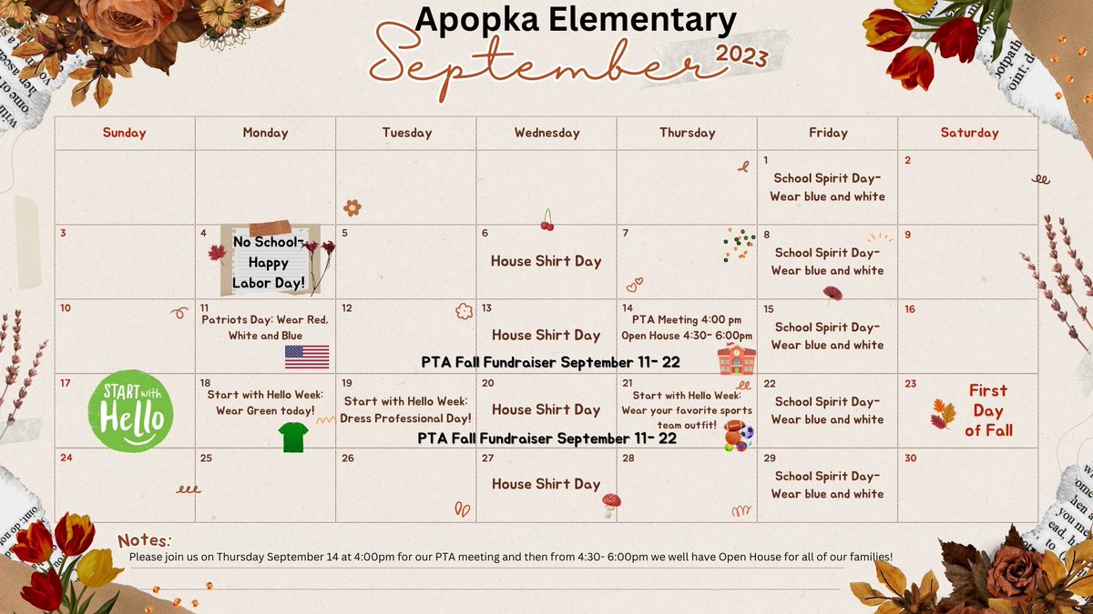 Our September event calendar!