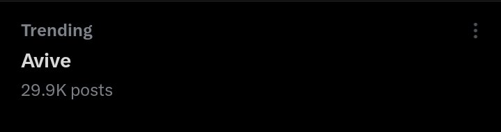 #Avive is always trending on X don't miss the golden opportunity to mine $VV coin.
Sign up 👉 bit.ly/Avive_VV

<a href="/Avive_World/">Avive World</a> future seems very bright and I'm strongly supporting ❤️