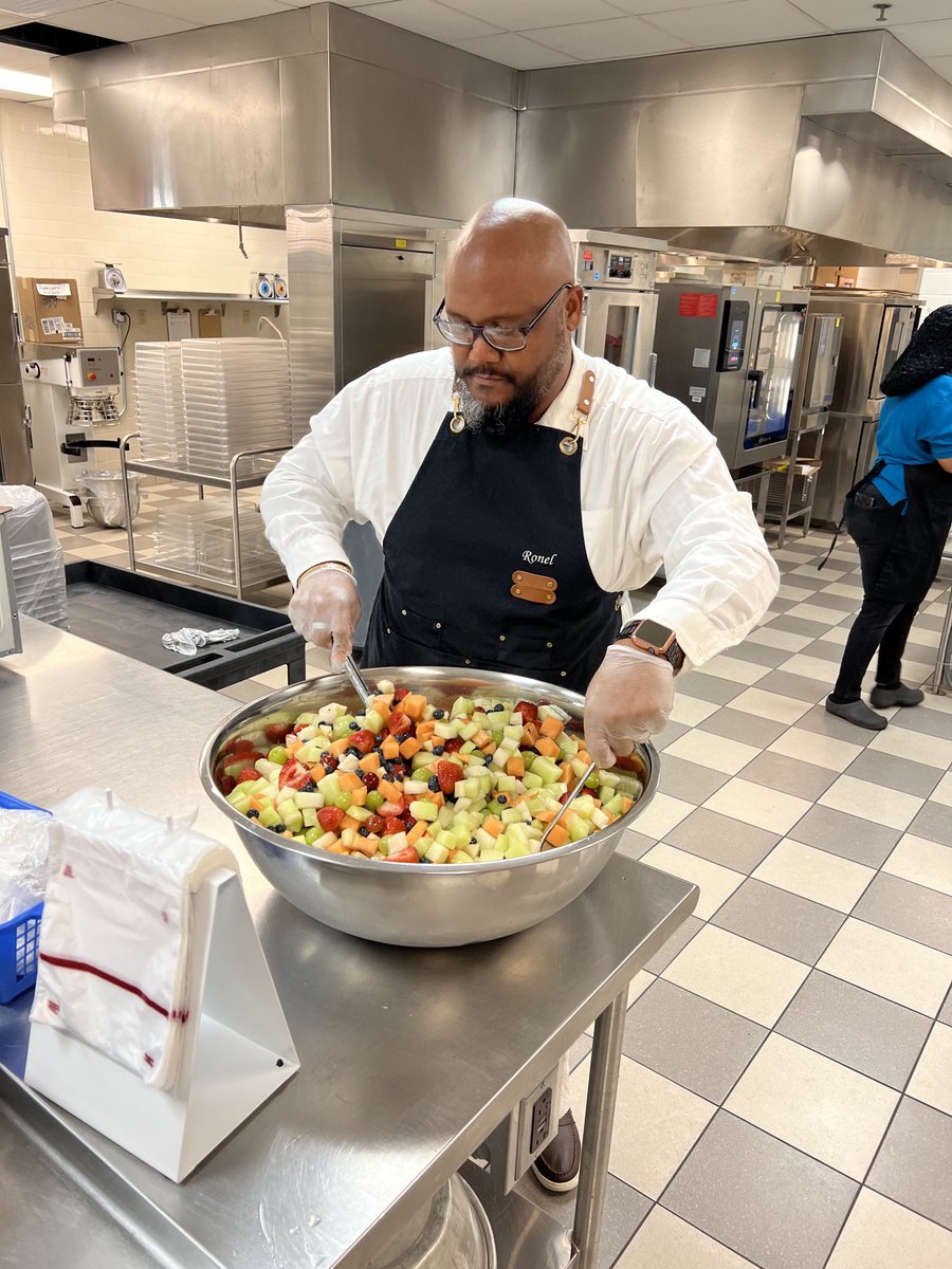 RA Administrators preparing and serving fresh fruit to our faculty and staff - service leadership at it’s best!